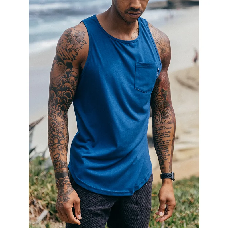 021 ESSENTIAL DROP-CUT TANK - DEEP BLUE