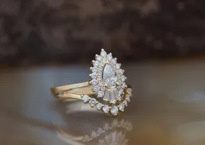1 carat diamond sunburst engagement ring with wedding band