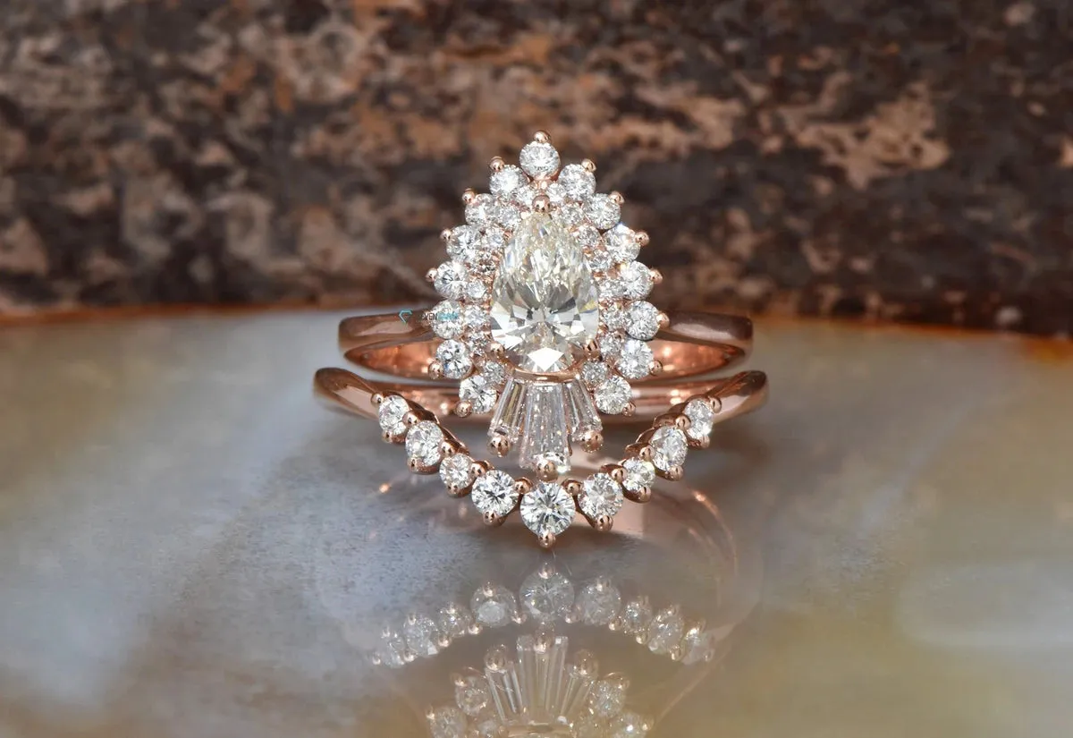 1 carat diamond sunburst engagement ring with wedding band