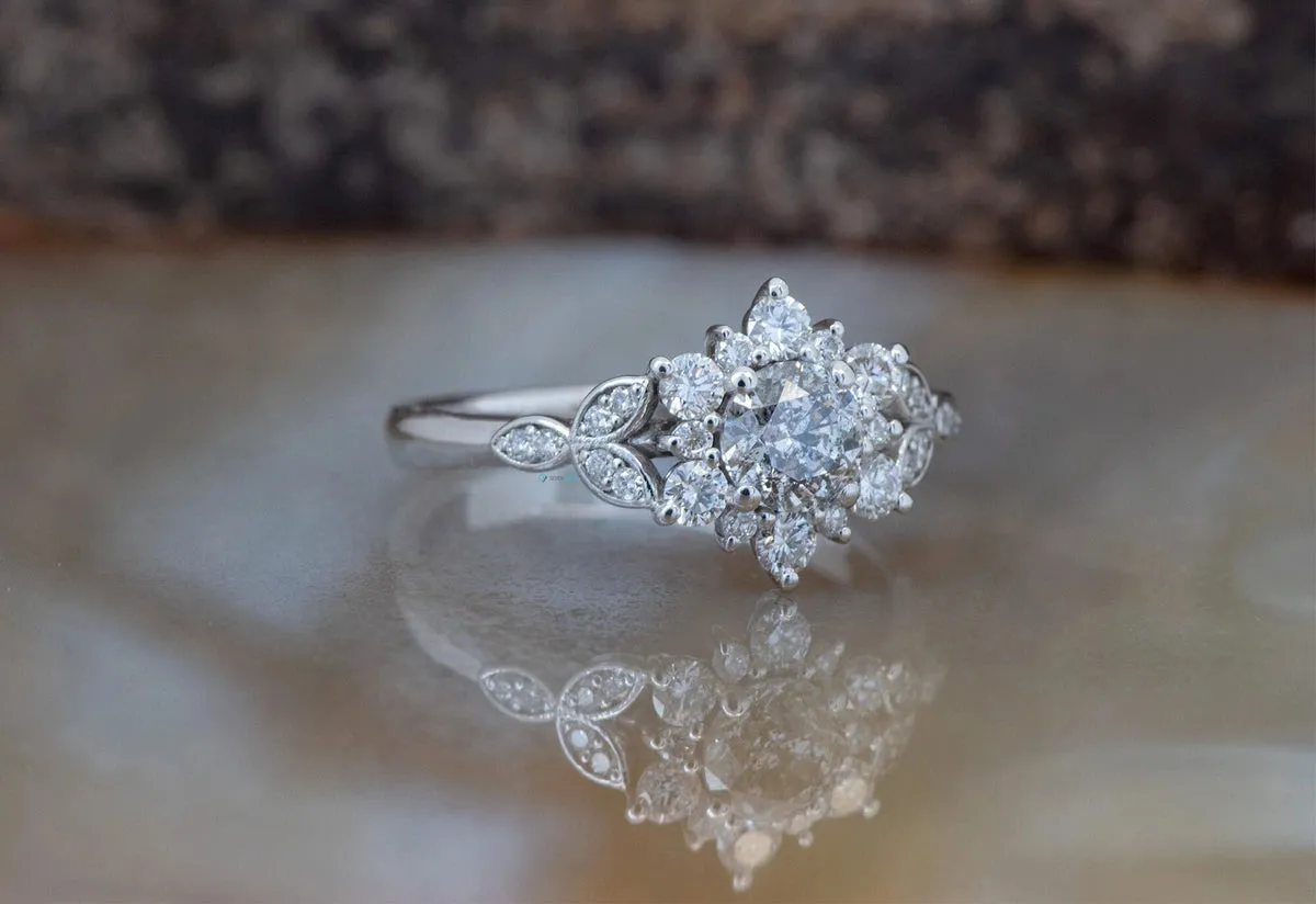 1 ct Salt and Pepper diamond unique non traditional engagement rings - 14k 18K Yellow Gold