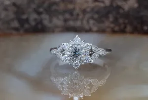 1 ct Salt and Pepper diamond unique non traditional engagement rings - 14k 18K Yellow Gold