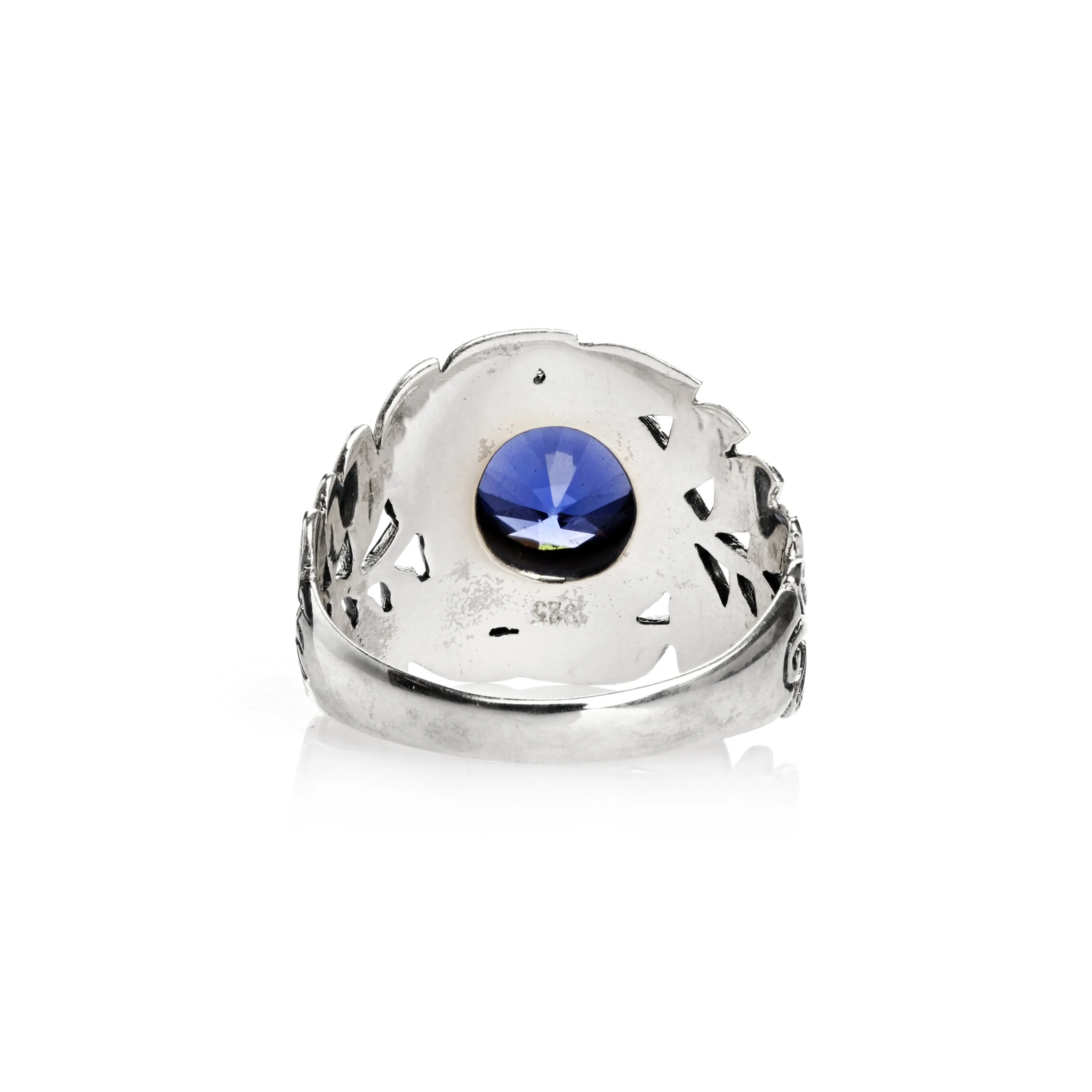 1.00 Cts Mystic Quartz Solitaire Ring in Oxidized 925 Silver