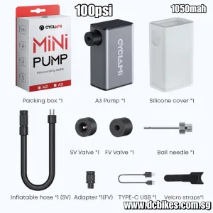 100psi Cyclami A3 1050mah Super Mini Powerful Presta Schrader Pocket Size Portable Rechargeable Type C Electric Air Pump 128g
