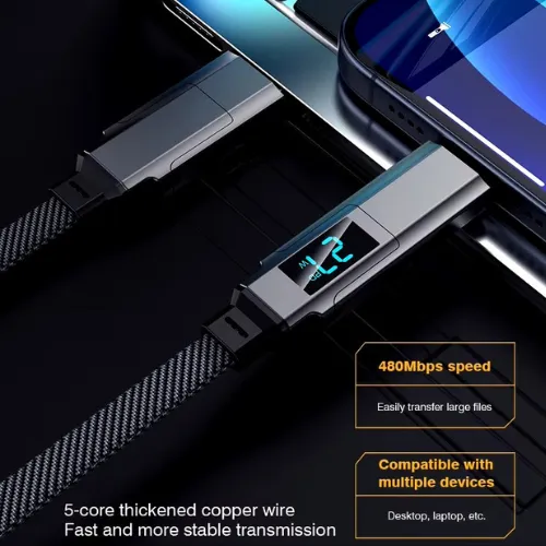 100W 4 in 1 Data Cable with Digital Display