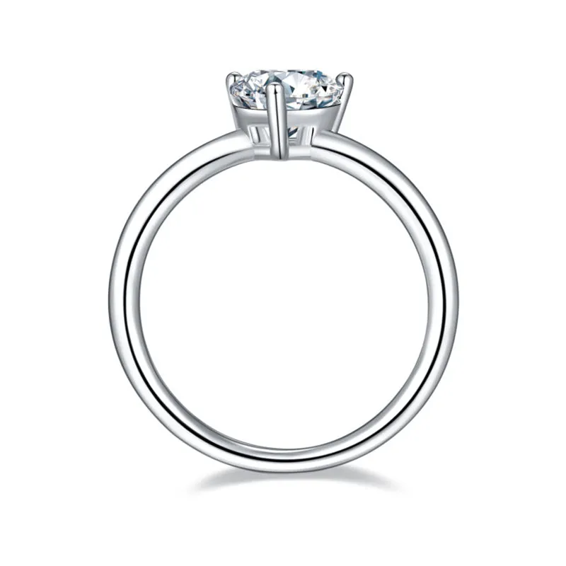 1.0ct Heart Shaped Moissanite Solitaire Ring