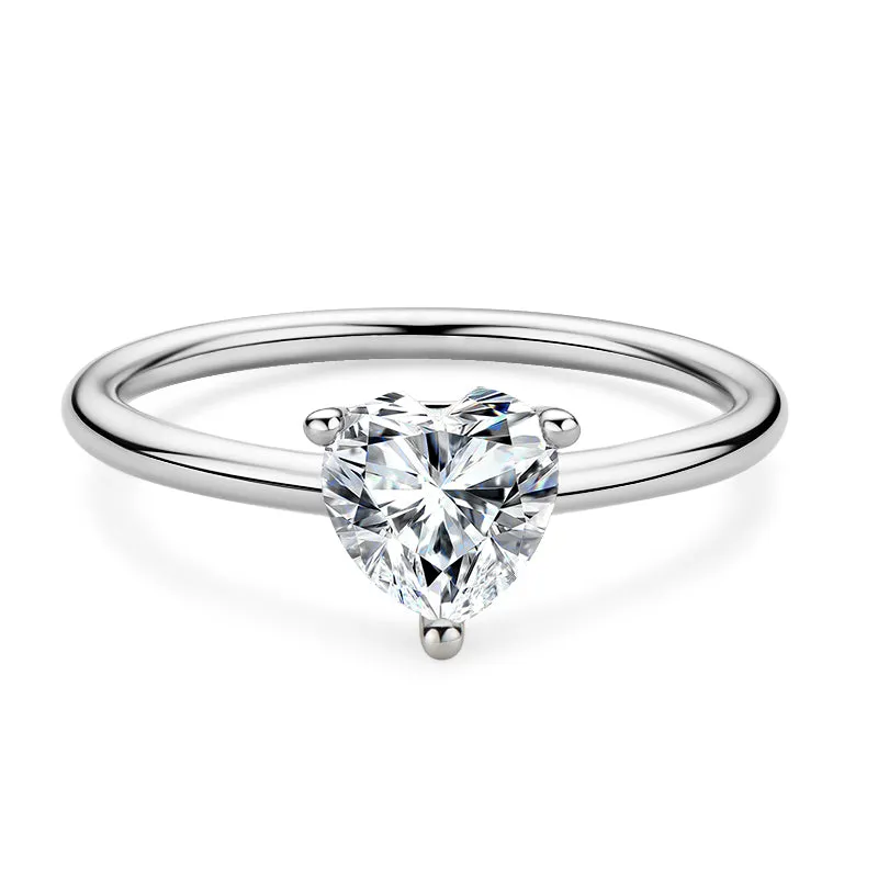 1.0ct Heart Shaped Moissanite Solitaire Ring