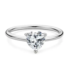 1.0ct Heart Shaped Moissanite Solitaire Ring