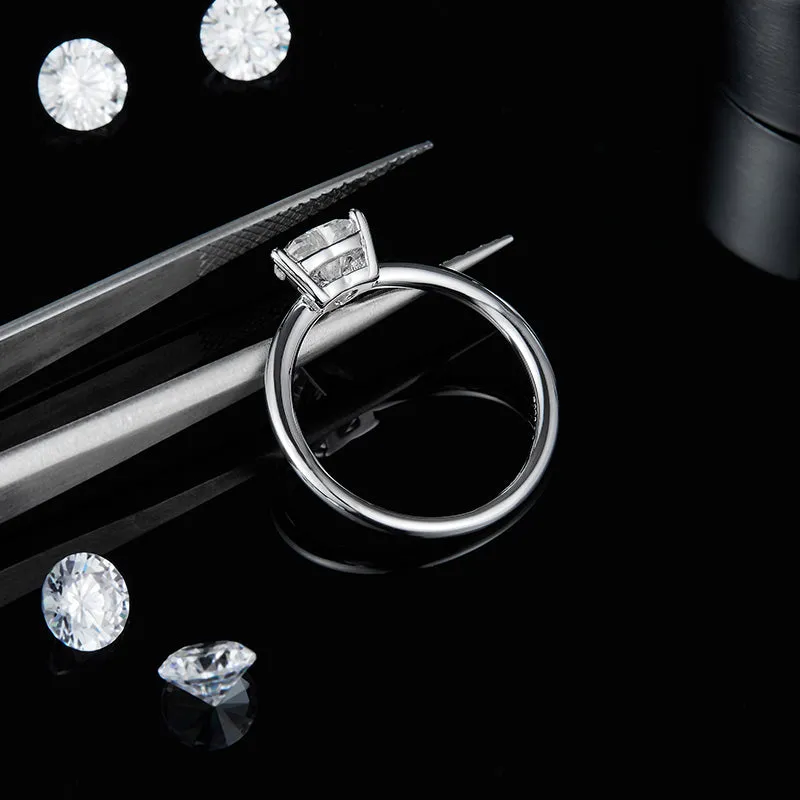 1.0ct Heart Shaped Moissanite Solitaire Ring