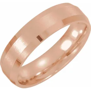 10K Rose Gold 5 mm Comfort-Fit Beveled Edge Band With Satin Finish