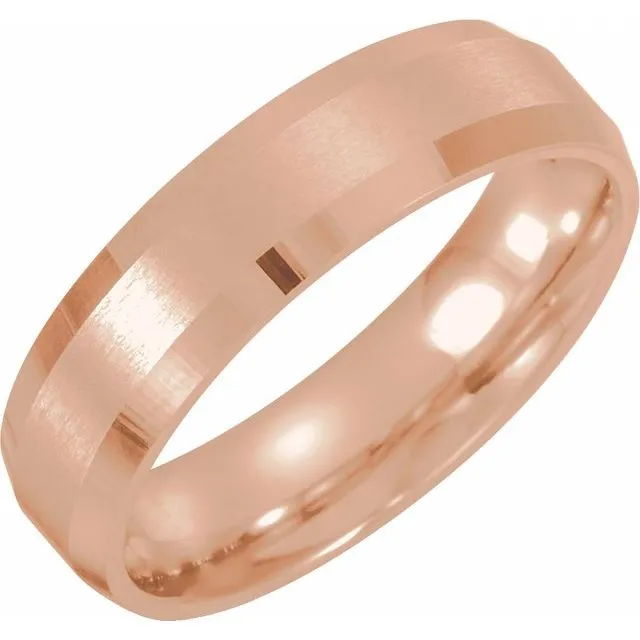 10K Rose Gold 5 mm Comfort-Fit Beveled Edge Band With Satin Finish