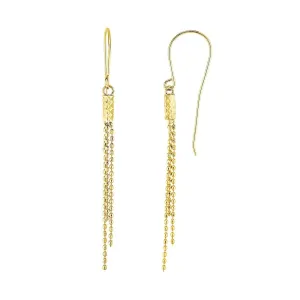 10K Yellow Gold Diamond Cut Bead Drop Earrings