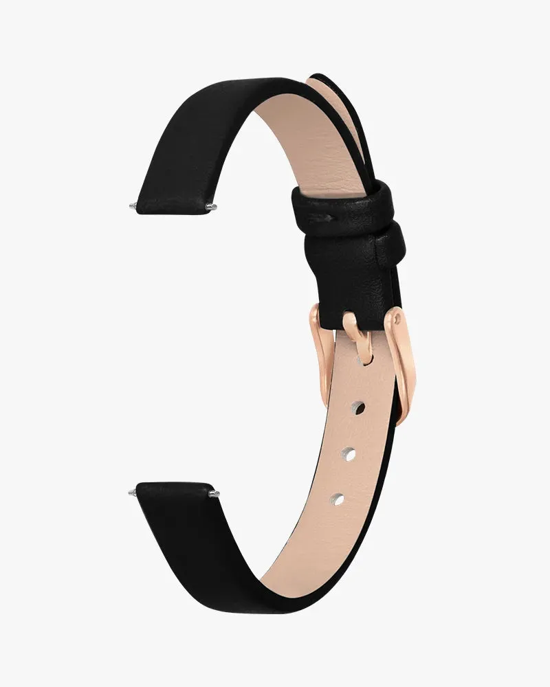 10mm Black Rosegold Leather Strap
