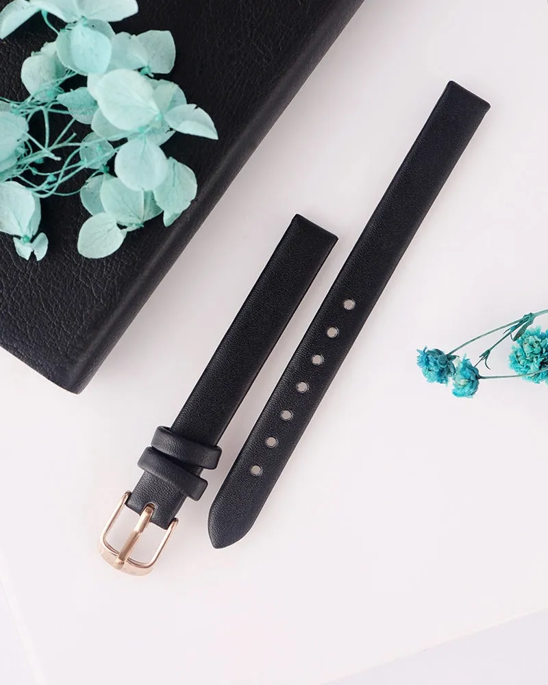 10mm Black Rosegold Leather Strap