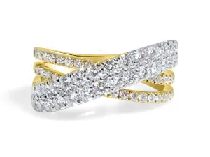 1.14ct t.w. Yellow Gold Criss Cross Diamond Cocktail Ring