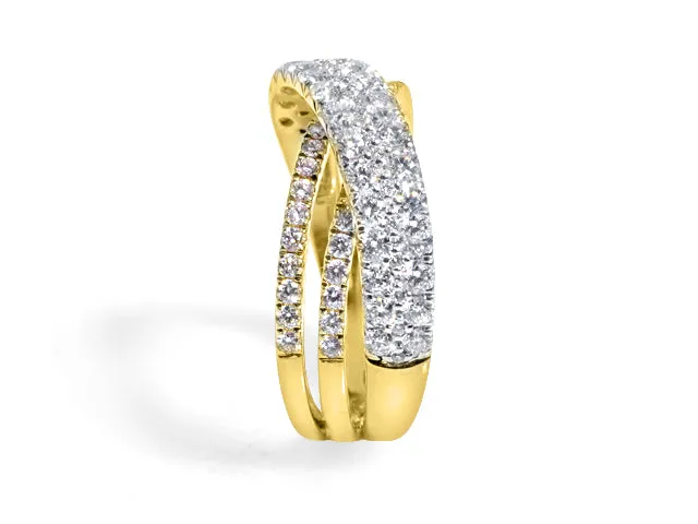 1.14ct t.w. Yellow Gold Criss Cross Diamond Cocktail Ring