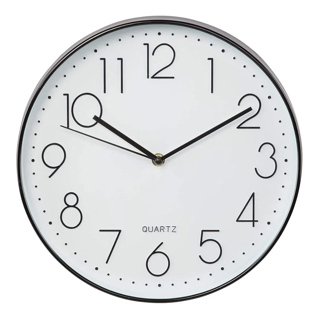 12 Inch Non-Ticking Silent Wall Clocks Battery Operated Quartz (Black)