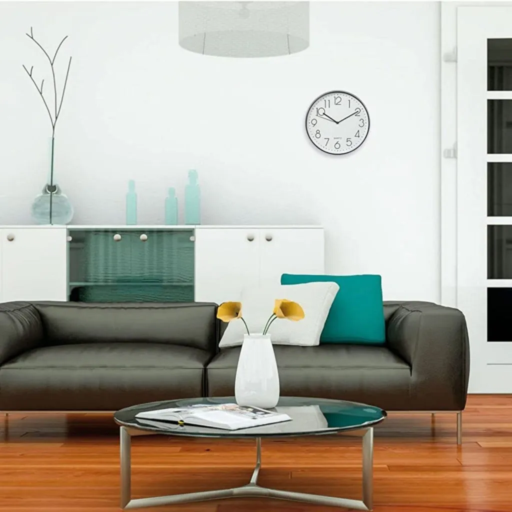 12 Inch Non-Ticking Silent Wall Clocks Battery Operated Quartz (Black)