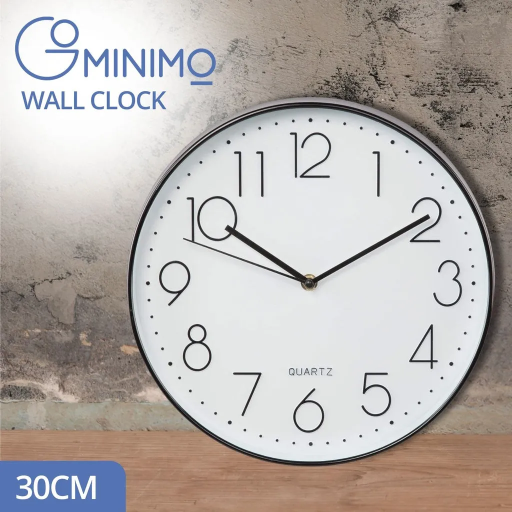 12 Inch Non-Ticking Silent Wall Clocks Battery Operated Quartz (Black)