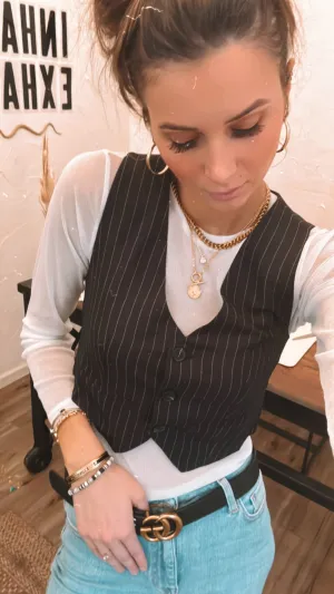 122310  BLACK PINSTRIPE VEST