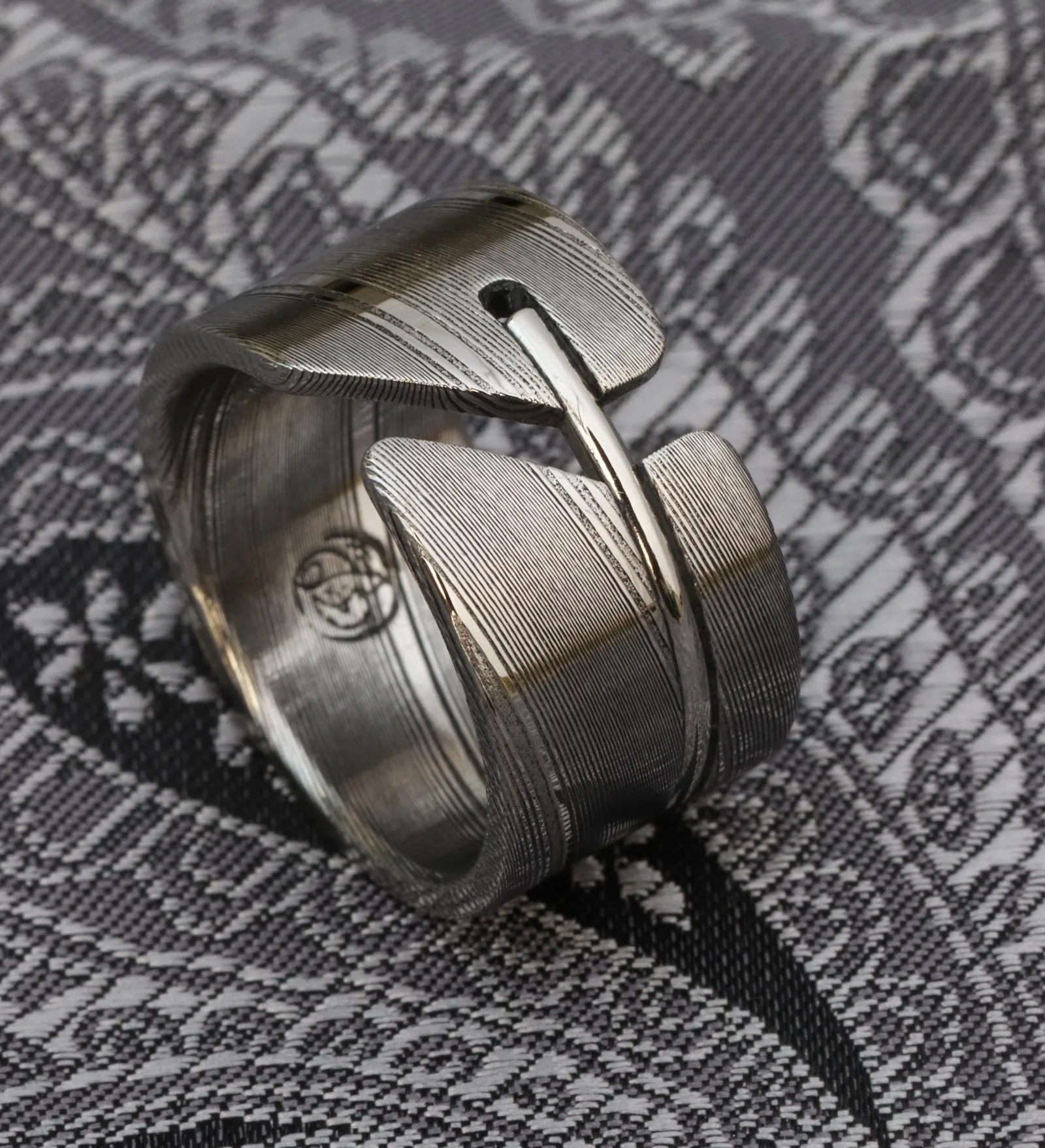 12mm hybrid stainless damascus steel wedding band damascus ring