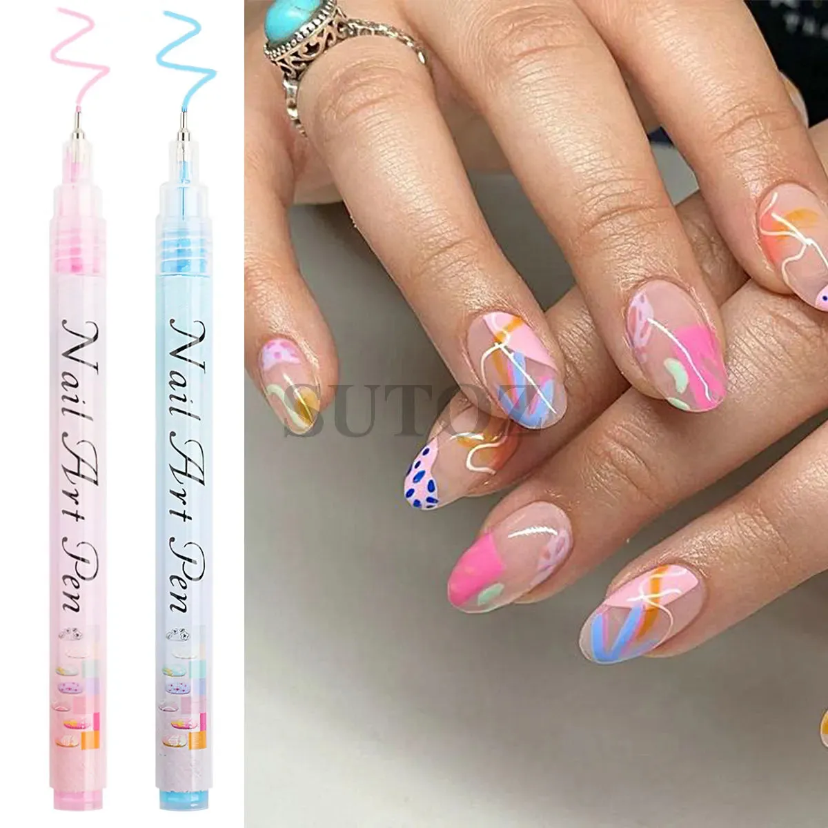 12pcs Nail Art Drawing Graffiti Pen 3D Colorful Acrylic Abstract Lines Waterproof Paint UV Gel Polish Design Manicure Tool NLCXM
