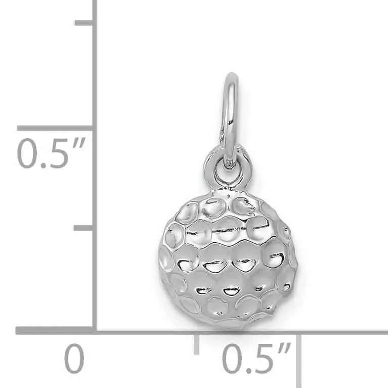 14 White Gold Polished Golf Ball Charm Pendant