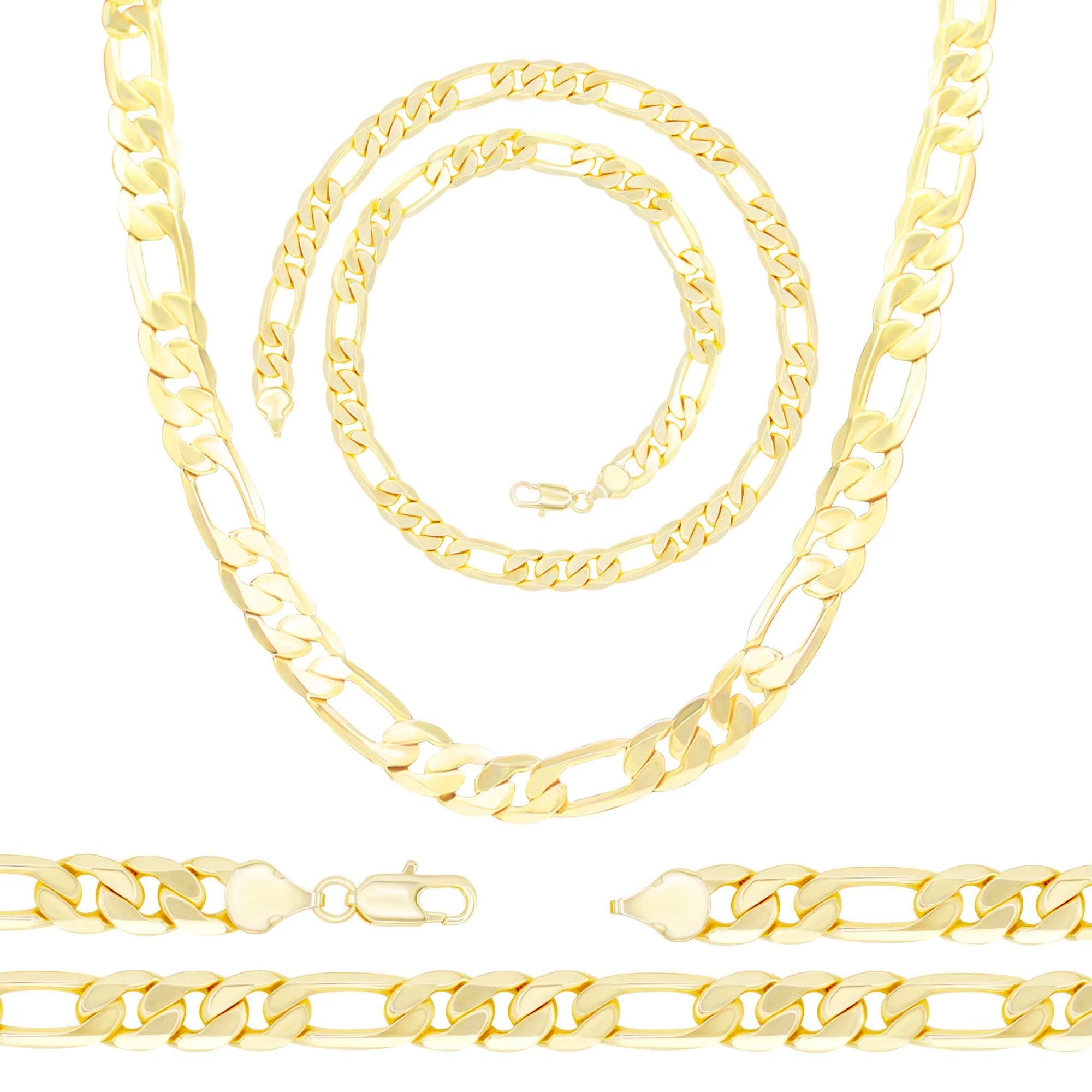14K Gold Filled Figaro Chain Necklace 24" Bracelet 8.5" Set