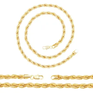 14K Gold Filled Rope Chain Necklace 24" for Men 5-6 mm