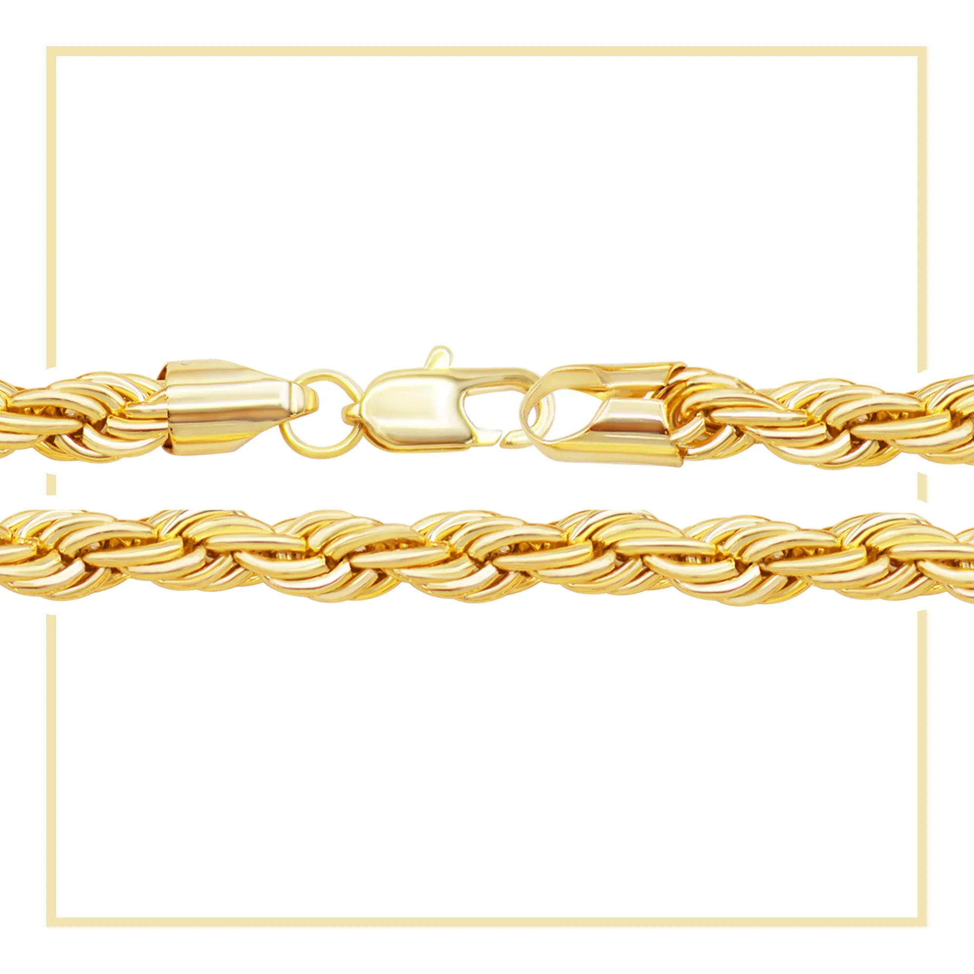 14K Gold Filled Rope Chain Necklace 24" for Men 5-6 mm