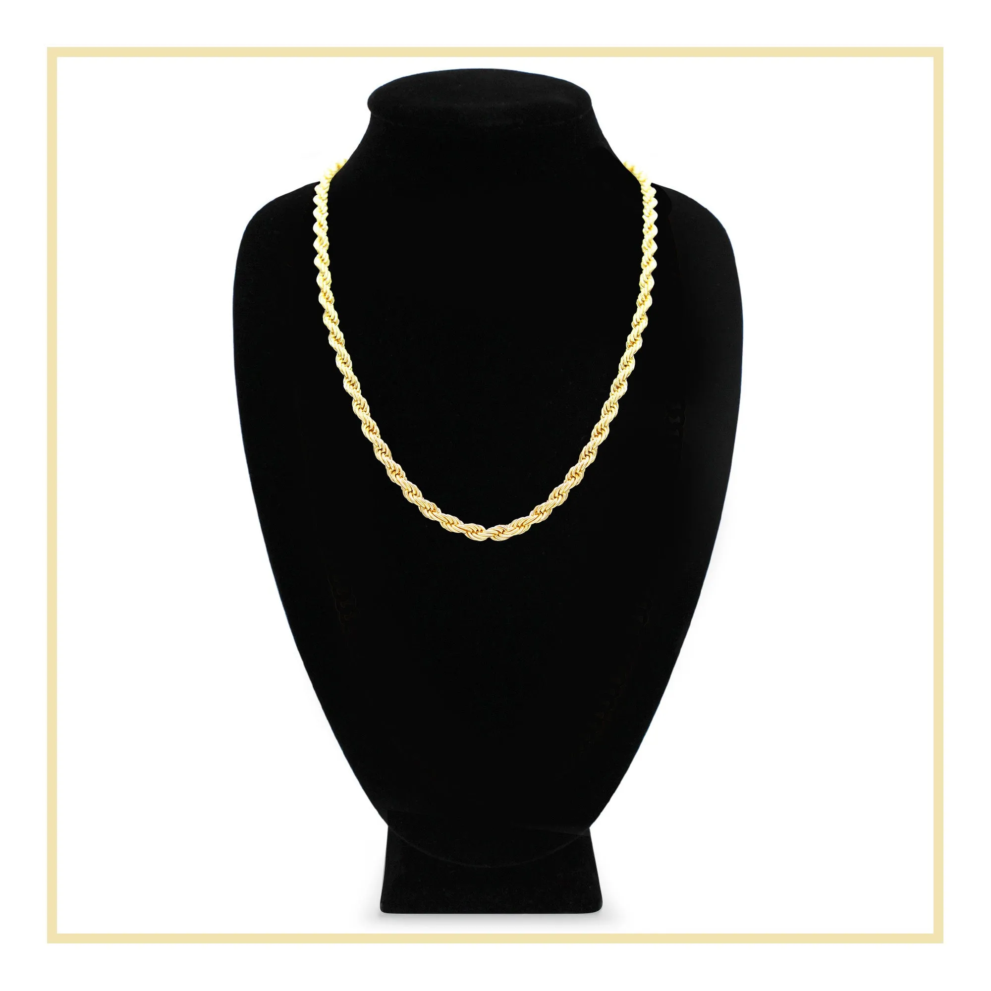 14K Gold Filled Rope Chain Necklace 24" for Men 5-6 mm