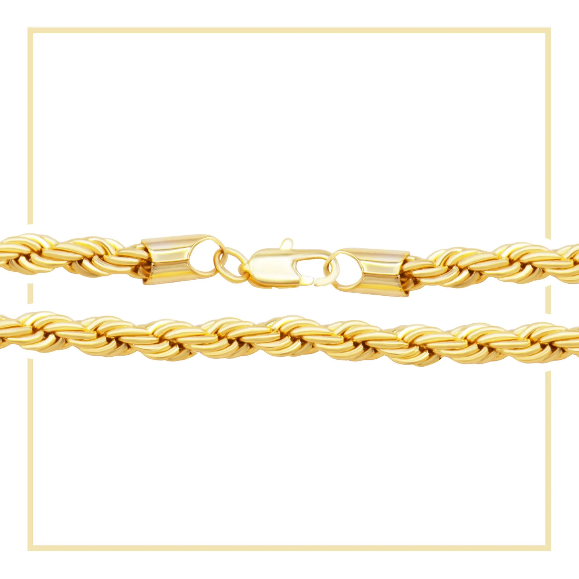 14K Gold Filled Rope Chain Necklace 24" for Men 5-6 mm