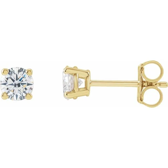 14K Gold Round Gemstone Earrings
