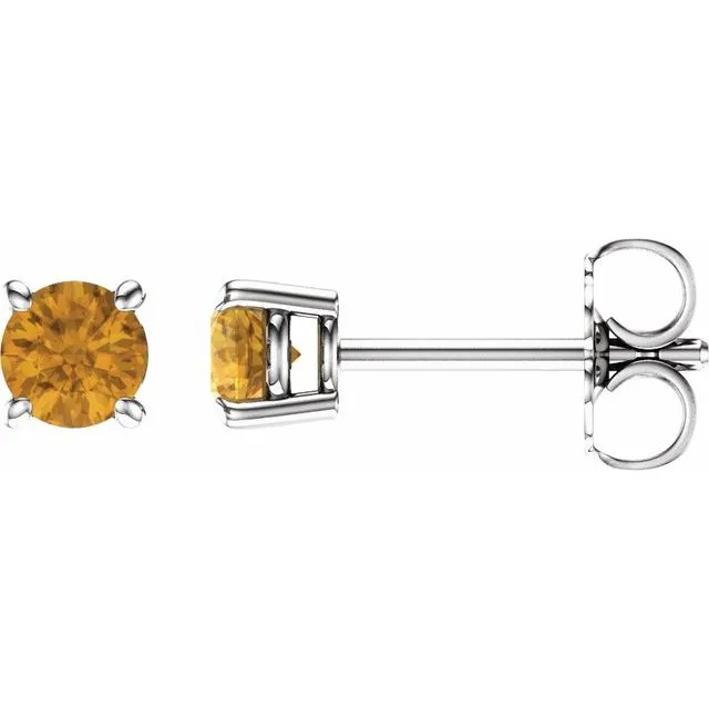 14K Gold Round Gemstone Earrings