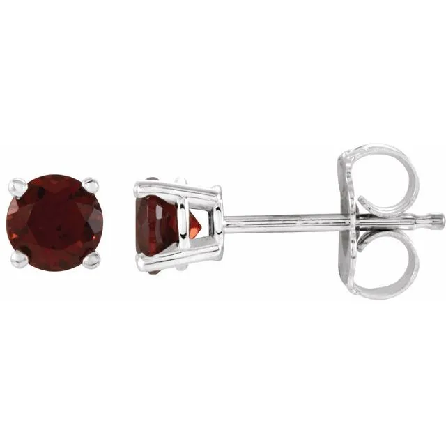 14K Gold Round Gemstone Earrings
