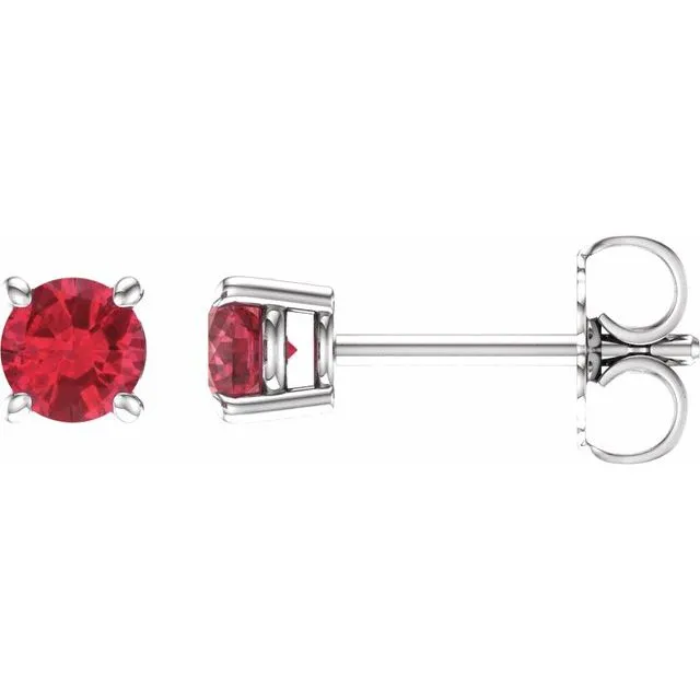 14K Gold Round Gemstone Earrings