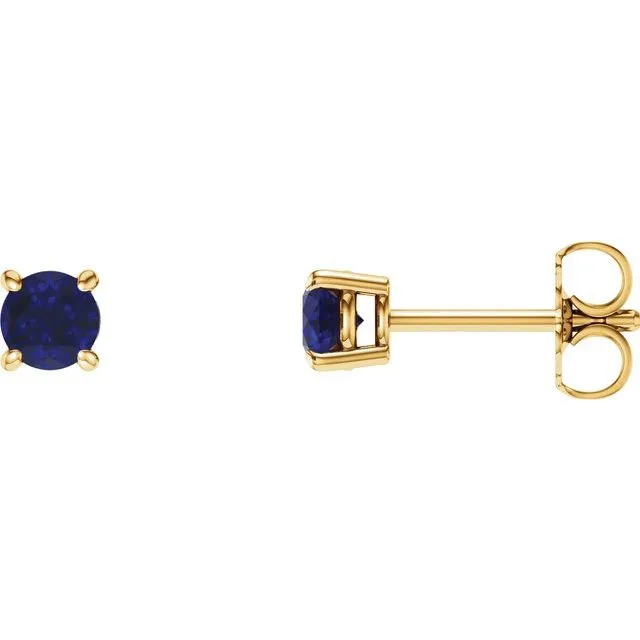 14K Gold Round Gemstone Earrings
