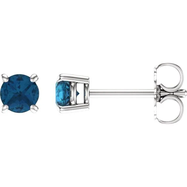 14K Gold Round Gemstone Earrings
