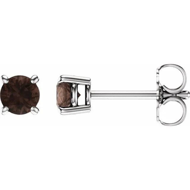 14K Gold Round Gemstone Earrings