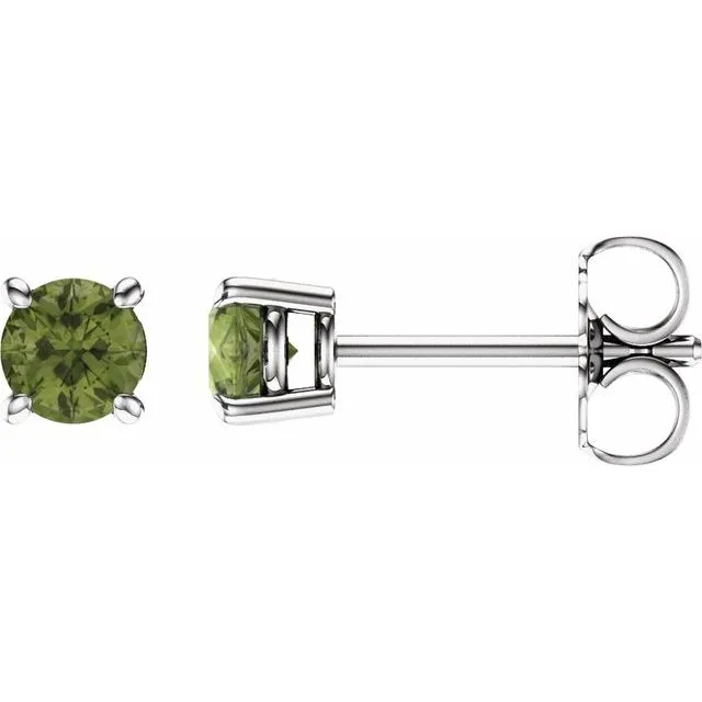 14K Gold Round Gemstone Earrings