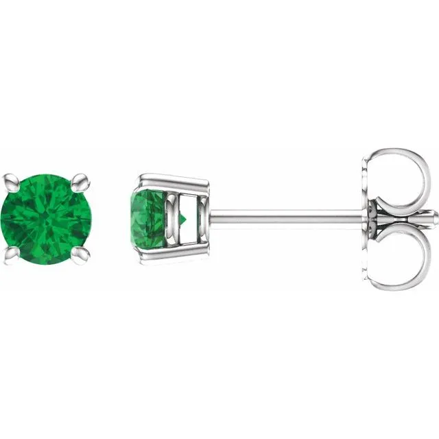 14K Gold Round Gemstone Earrings