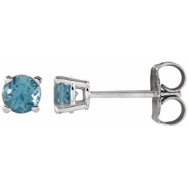 14K Gold Round Gemstone Earrings