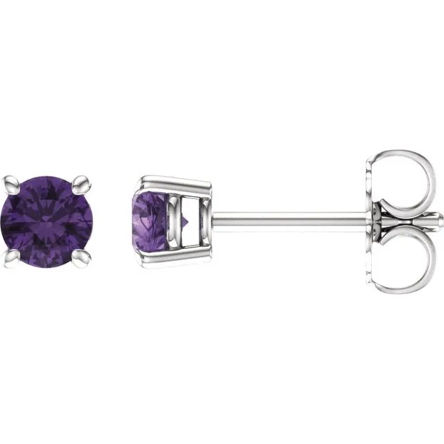 14K Gold Round Gemstone Earrings