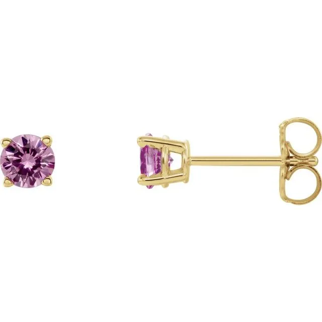 14K Gold Round Gemstone Earrings