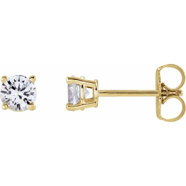 14K Gold Round Gemstone Earrings