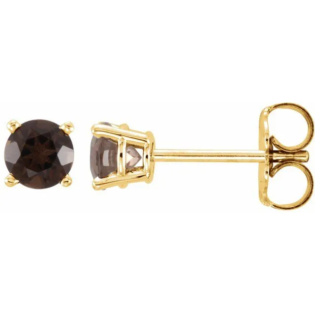 14K Gold Round Gemstone Earrings