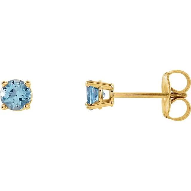 14K Gold Round Gemstone Earrings