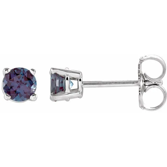 14K Gold Round Gemstone Earrings
