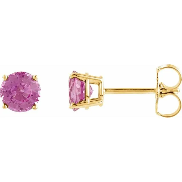 14K Gold Round Gemstone Earrings