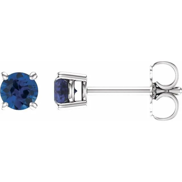 14K Gold Round Gemstone Earrings