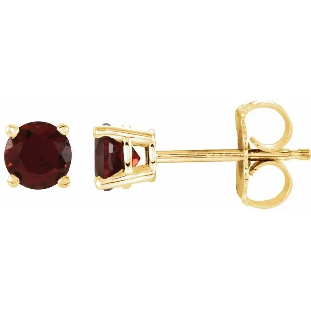 14K Gold Round Gemstone Earrings